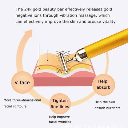 24K Gold Beauty Bar Electric Facial Massage Roller