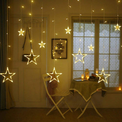 Stars Led Curtain String Lights With 8 Flashing Modes For Home Decoration