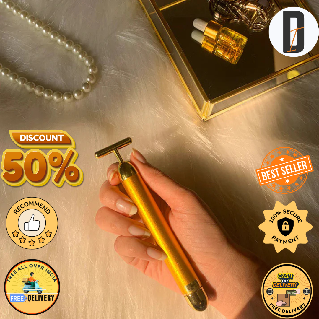 24K Gold Beauty Bar Electric Facial Massage Roller